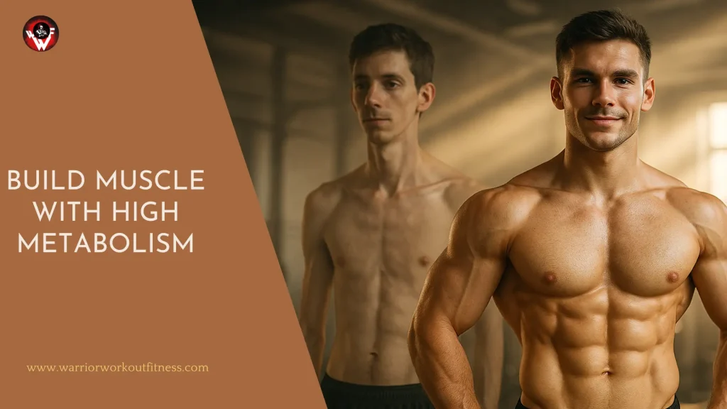 Lean muscular hardgainer standing confidently in a gym after successful lean bulk transformation despite high metabolism