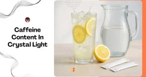 Refreshing glass of iced lemonade-style hydration drink with crystal-inspired powdered beverage packets on a clean tabletop, symbolizing caffeine-enhanced flavored wate