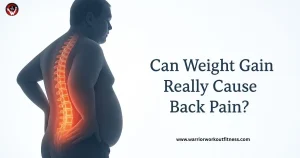Can weight gain really cause back pain? Illustration showing spine pressure from excess body weight