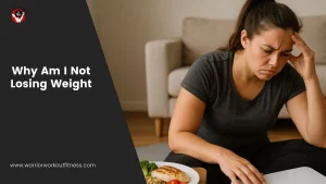 Losing Weight-Woman exercising and eating healthy but struggling with losing weight despite regular workouts and clean diet